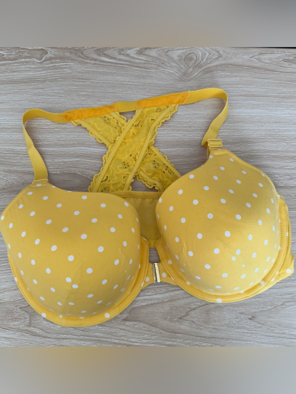 Cacique 40DD Yellow Polka Dot Bra Halter